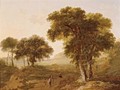 A Wooded Landscape With Figures On A Path - James Arthur O