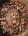 Putti Surrounded By A Garland Of Flowers - Giovanni Stanchi