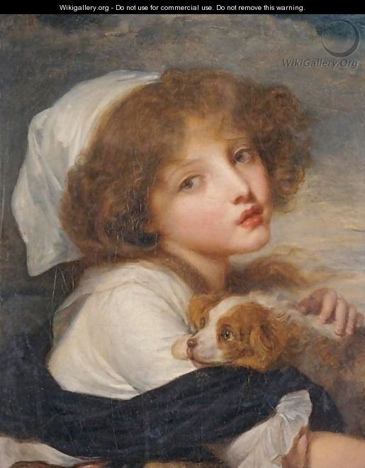Young Girl With A Spaniel - Jean Baptiste Greuze