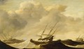 Ships On A Stormy Sea - Claes Claesz Wou