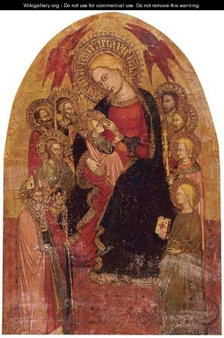 Madonna And Child Surrounded By Eight Saints - Jacopo Da Firenze