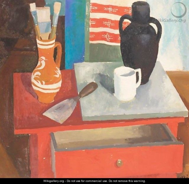 Still Life With Paintbrushes And Spatula - Karoly Patko
