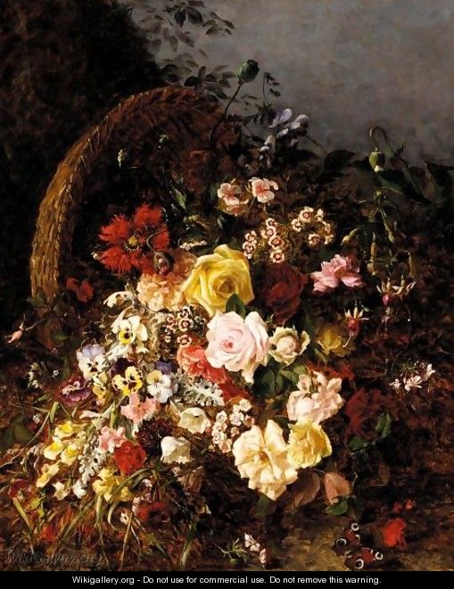 Rosen Und Stiefmutterchen In Einem Korb (Roses And Pansies In A Basket) - Olga Wisinger-Florian