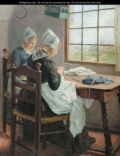 Dutch Seamstresses, Or Sisters In The Sewing Room - Fritz von Uhde
