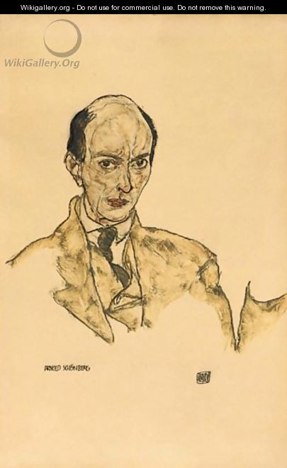 Bildnis Von Arnold Schonberg Mit Erhobenem Linken Arm (Portrait Of Arnold Schonberg With Left Arm Raised) - Egon Schiele