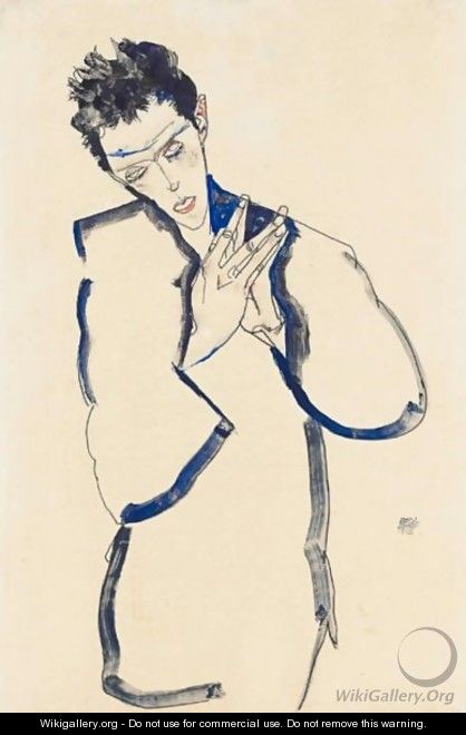 Selbstbildnis Mit Gefalteten Handen (Self-Portrait With Folded Hands) - Egon Schiele