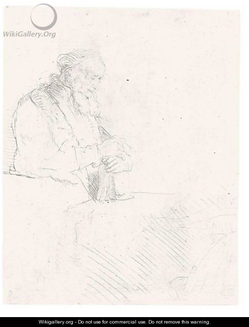 Old Man In Meditation, Leaning On A Book - Rembrandt Van Rijn