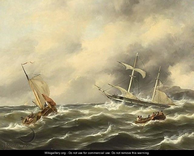 Ships On Rough Seas - Govert Van Emmerik