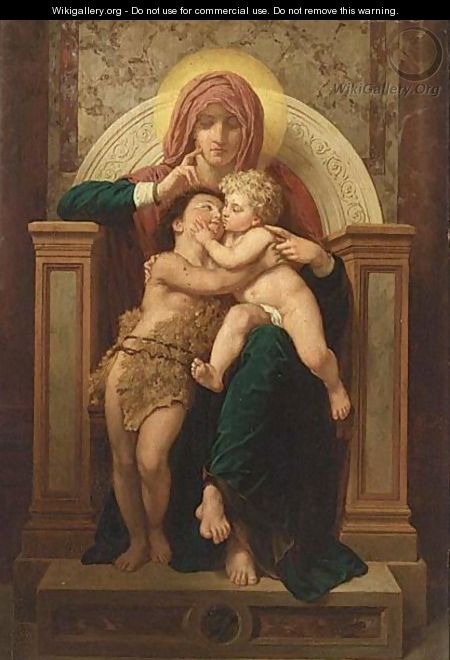 Madonna, Christ And St. John The Baptist - (after) William-Adolphe Bouguereau