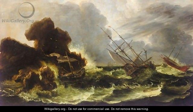 Shipping In A Storm Off The Coast - (after) Antonio Marini