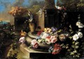 A Classical Garden With Flowers In A Stone Urn, Before A Column - Gasparo Lopez