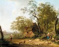 A Wooded Landscape With A Shepherd And Shepherdess Resting Beside A Track - Dutch School