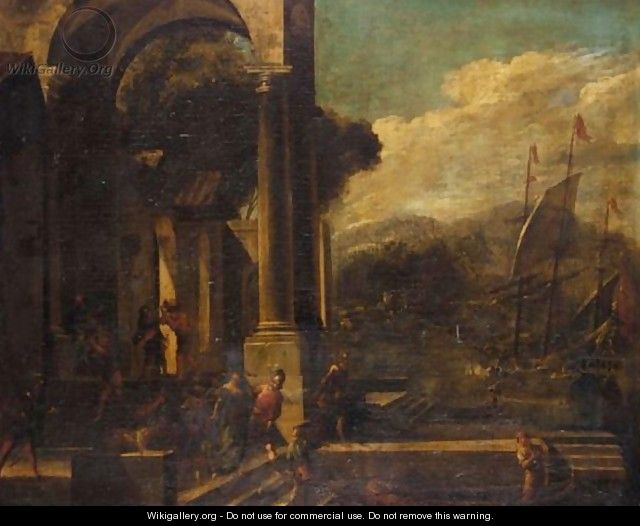 An Architectural Capriccio With The Rape Of Helen - (after) Viviano Codazzi