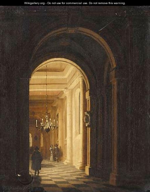 A Church Interior With Figures - (after) Hendrick Van Steenwijck II