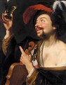 A Merry Violinist Holding A Roemer - (after) Honthorst, Gerrit van