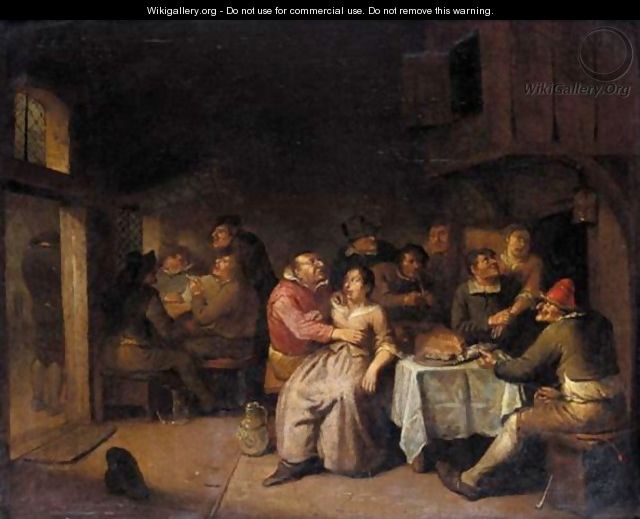 A Tavern Interior With Boors Eating, Drinking And Smoking - Egbert van, the Younger Heemskerck
