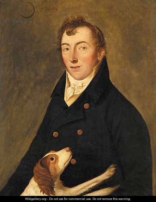 Portrait Of A Gentleman And His Pet Spaniel - English School