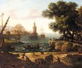 A Mediterrenean Harbour Scene - (after) Claude Lorrain (Claude Gellee)