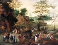 A River Landscape With A Fish Market - (after) Jan The Elder Brueghel