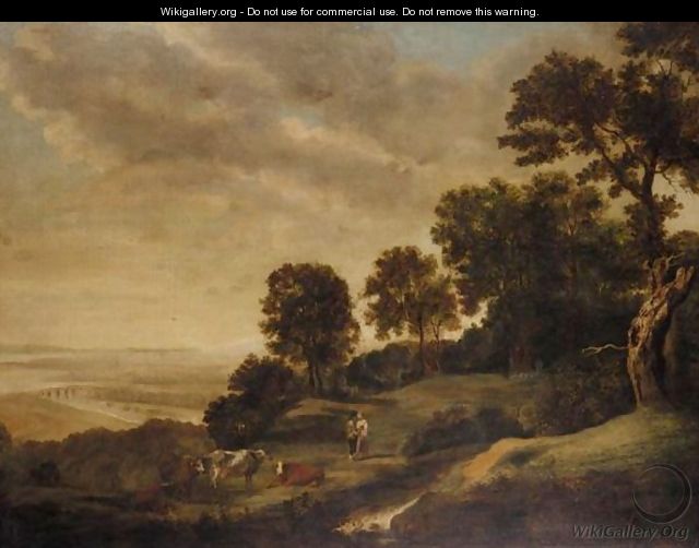 Extensive Landscape With Rustics And Cattle - (after) Alexander Nasmyth