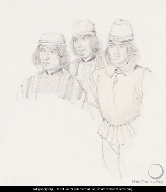 Study Of Three Man In Renaissance Dress - Richard Parkes Bonington