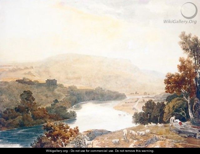 View On The River Wye Near Monmouth - William Havell