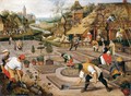 Spring Gardeners Digging And Planting A Formal Garden - Pieter The Younger Brueghel