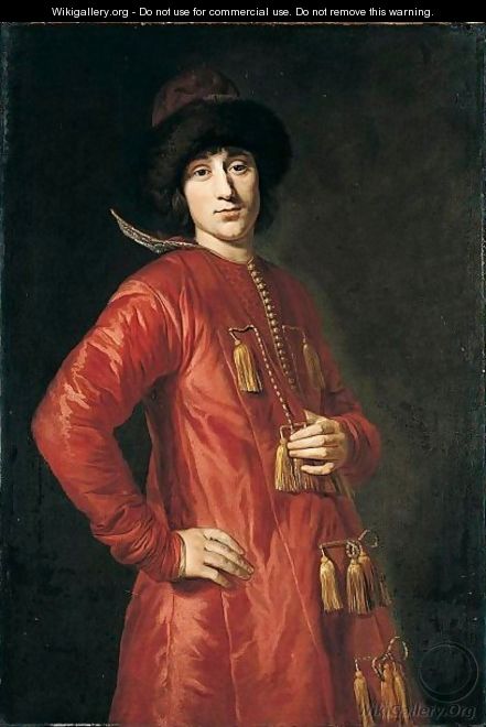 Portrait Of A Man, Said To Be Prince Alexander Benedikt Stanislaus Sobieski (1677-1714), Three-Quarter Length Standing, Wearing Polish Costume - (after) Johann Kupezky Or Kupetzky