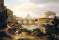 Rome, A View Of The River Tiber Looking South With The Castel Sant'Angelo And Saint Peter's Basilica Beyond - Rudolf Wiegmann