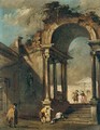 An Architectural Capriccio With Figures Before A Ruined Arch - Francesco Guardi