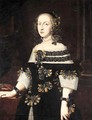Portrait Of A Lady, Three Quarter Length, Wearing A Black Dress With Blue And Gold Bows - (after) Pier Francesco Cittadini