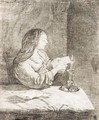 A Young Woman Seated At A Table, Reading A Letter By Candlelight - Frans van Mieris