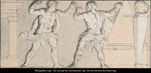 Hercules Boxing With Titias, Or Hercules Learning To Box - (after) Nicolas Poussin