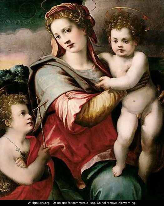 The Madonna And Child With The Infant Saint John The Baptist 2 - Michele di Ridolfo del Ghirlandaio (see Tosini)