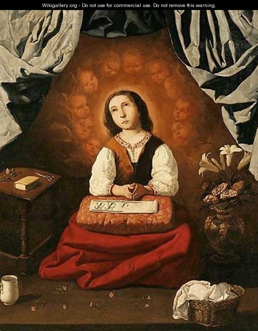 The Young Virgin At Prayer - (after) Francisco De Zurbaran