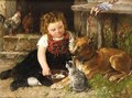 Little Girl Feeding The Animals - Johann Sperl