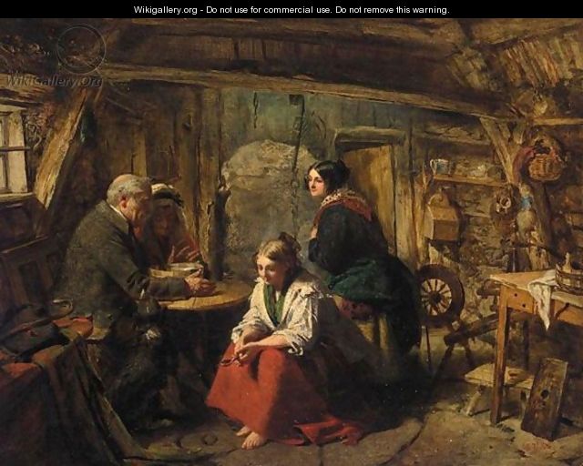 A Family In A Cottage Interior - John Phillip