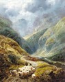 Shepherd With His Flock In A Highland Valley - Robert Watson