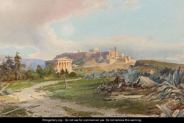 View Of The Theseum, The Acropolis Beyond - Vicenzo Lanza