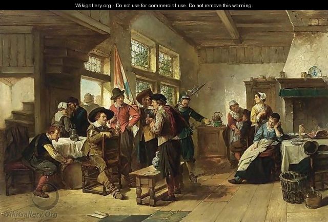 An Interior With Soldiers Conversing - Herman Frederik Carel ten Kate