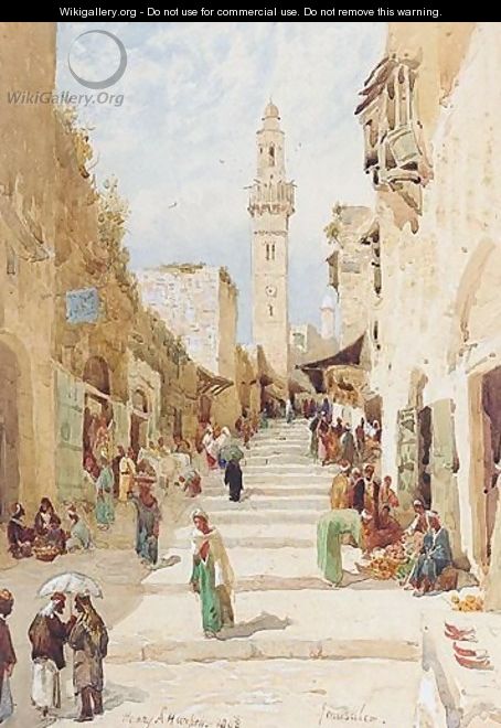 Figures On A Street In Jerusalem - Henry Andrew Harper