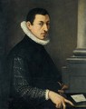 Portrait Of A Gentleman, Wearing A Black Embroidered Jacket And A White Ruff Holding A Pair Of Gloves - (after) Alessandro Allori