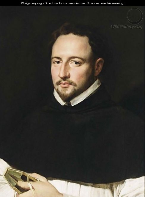 A Portrait Of A Dominican Friar, Bust Length, Wearing The Dominican Dress And Holding A Bible In His Left Hand - Flemish School