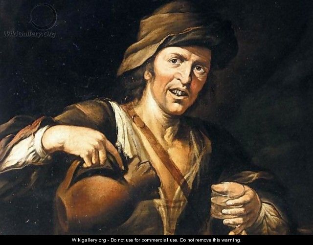 A Peasant Pouring A Glass Of Wine - (after) Giacomo Francesco Cipper