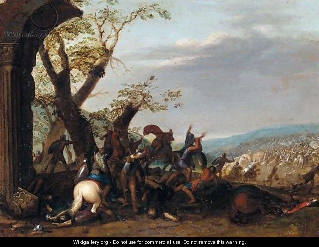 A Cavalry Battle, With An Army Being Routed - Italo-Flemish School