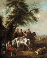 Landscape With Travellers And Horses Resting Under A Tree - (after) Pieter Van Bloemen