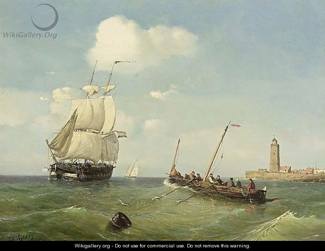 Sailing Vessels In A Calm - Petrus Paulus Schiedges