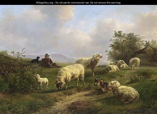A Shepherd And His Flock At Rest - Jan Bedijs Tom