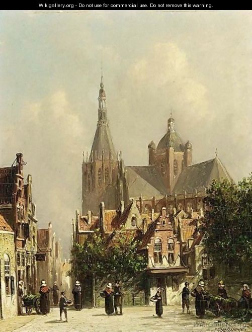 Villagers In The Streets Of A Dutch Town 2 - Pieter Gerard Vertin