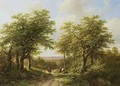Travellers On A Country Road In A Wooded River Landscape - Barend Cornelis Koekkoek